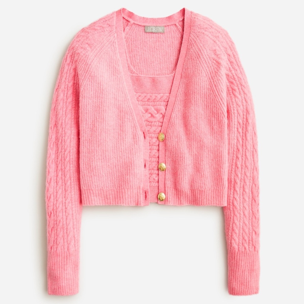 J. Crew Cable Knit Cardigan Sweater Tank Set